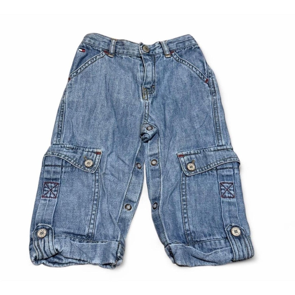 Vintage Tommy Hilfiger Kids 12-18M Denim Cargo Pants Jeans Y2K 90s Baggy